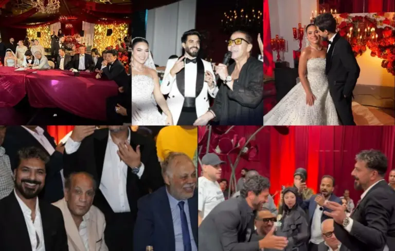 نجوم الفن الشعبي وكوكبة من الشخصيات والنجوم في حفل زواج إبن سعد الصغير